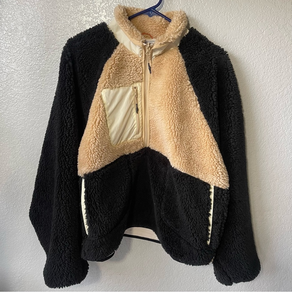 STOIC Mountain 1/2 Zip Sherpa Pullover in Neutral Colorblock Size L